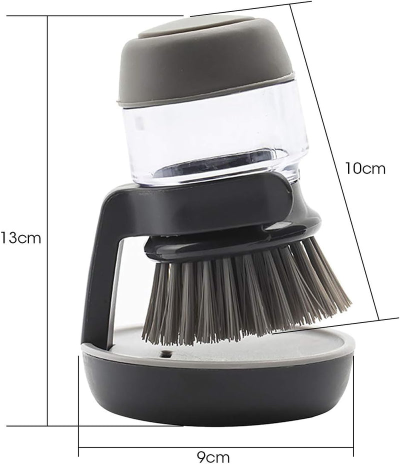 Palm Brush Upgraded,JISSBON Dish Brush Kitchen Soap Dispensing Brush with Storage Stand Dishes Mini Soap Dish Scrubber for Kitchen Dish Pot Pan Sink(Gray,1 Pack)