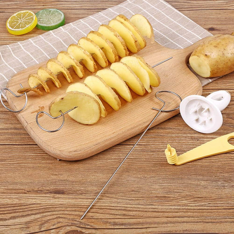 Stainless Steel and Plastic Manual Rotate Potato Twisted Cutter Spiral DIY Grater Tool for Perfect Spiral Cut Potatoes (As Shown)